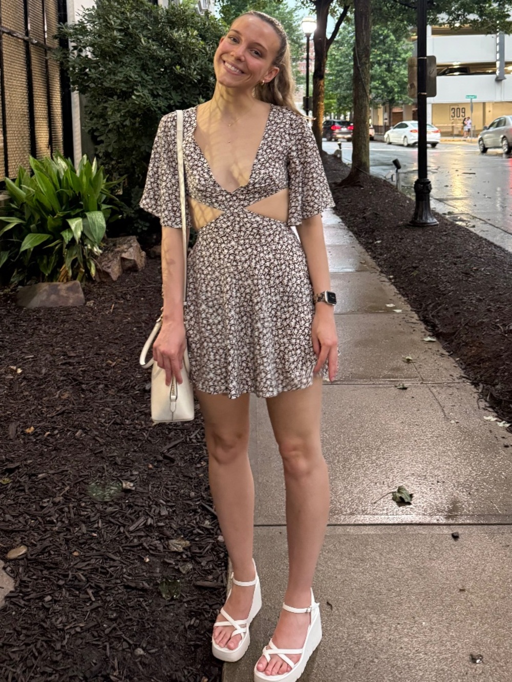Vrg Grl Brown Patterned Mini Dress